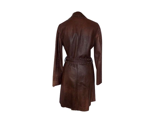 Autre Marque Gabardina Arturo Sapho de cuero marrón Marrón oscuro - vista 2