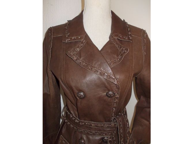 Autre Marque Gabardina Arturo Sapho de cuero marrón Marrón oscuro - vista 3