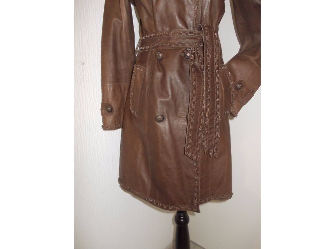 Autre Marque Gabardina Arturo Sapho de cuero marrón Marrón oscuro - vista 4