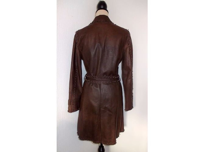 Autre Marque Gabardina Arturo Sapho de cuero marrón Marrón oscuro - vista 6