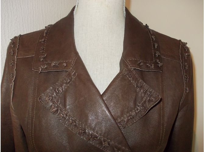 Autre Marque Gabardina Arturo Sapho de cuero marrón Marrón oscuro - vista 7