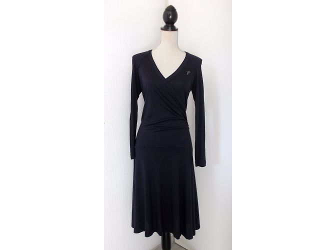 Vestito Trussardi Nero Blu Scuro in Lana e Rayon - vista 4
