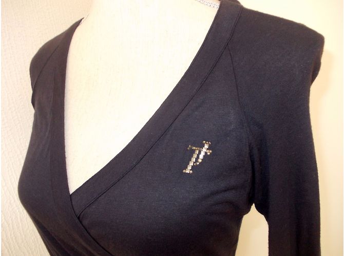 Vestito Trussardi Nero Blu Scuro in Lana e Rayon - vista 9