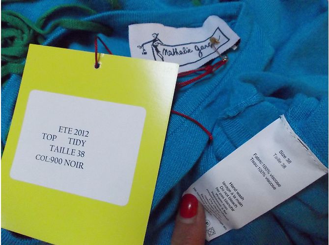 Autre Marque Nathalie Garçon Türkisfarbener Strickpullover Viscose 38FR Blau - Ansicht 4