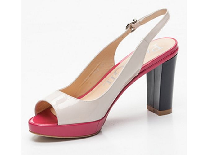 Sandali Peep Toe Paco Gil in Vernice Rosa Beige Blu Navy - vista 2