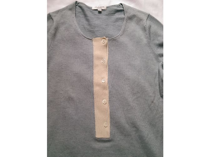 Maglione Eric Bompard in cashmere e seta blu crema Crudo - vista 3