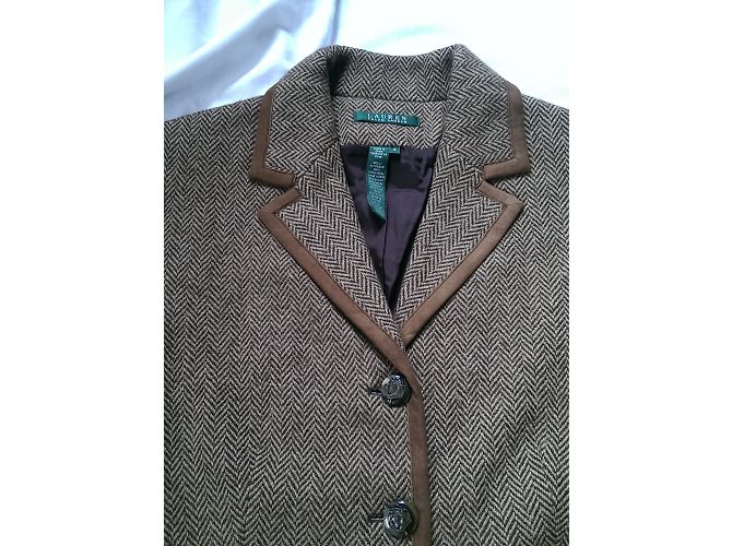 Giacca Ralph Lauren in lana e scamosciata marrone - vista 3
