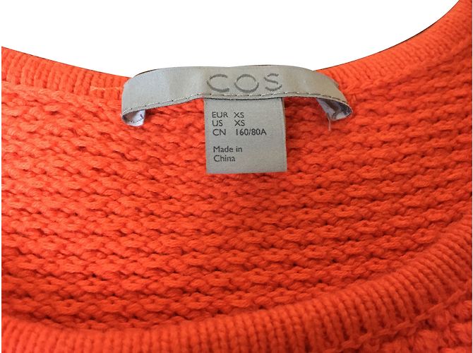 Cos Pullover orange aus Baumwolle mit Ballonärmeln XS - Ansicht 2