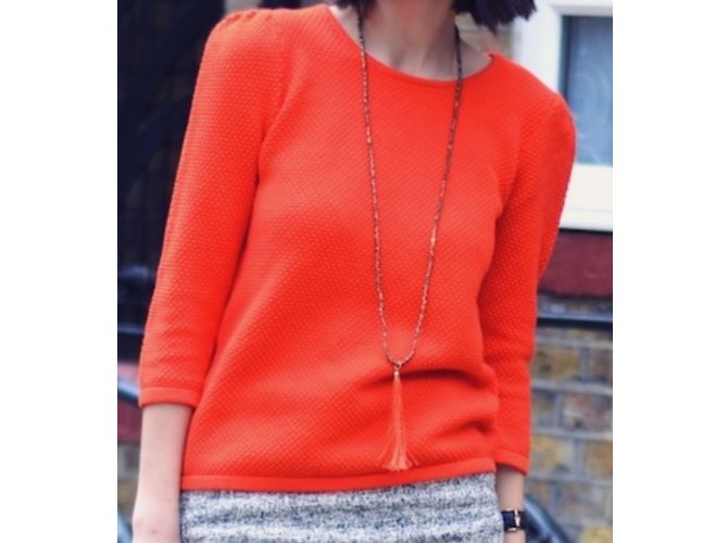 Cos Pullover orange aus Baumwolle mit Ballonärmeln XS - Ansicht 3
