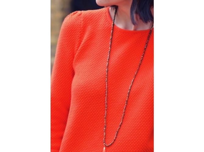 Cos Pullover orange aus Baumwolle mit Ballonärmeln XS - Ansicht 4