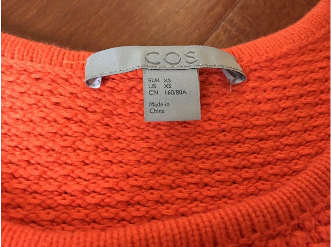 Cos Pullover orange aus Baumwolle mit Ballonärmeln XS - Ansicht 6