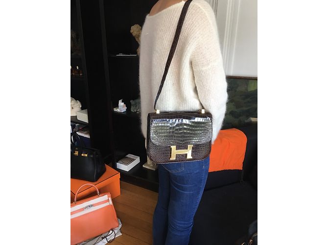 Hermès HERMES Constance Cocodrilo Castaño - vista 11