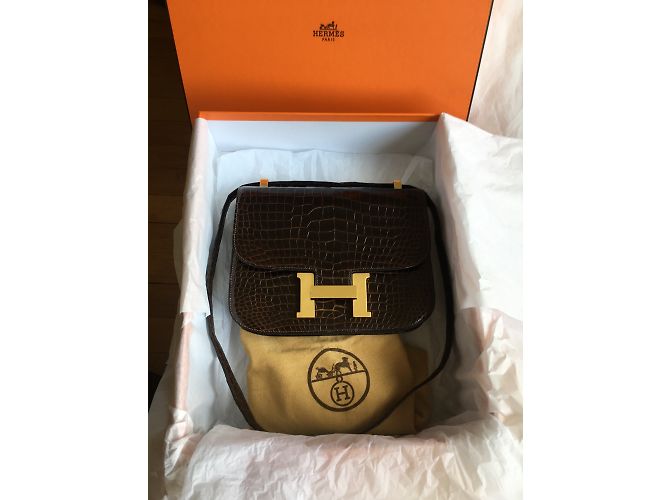Hermès HERMES Constance Cocodrilo Castaño - vista 12