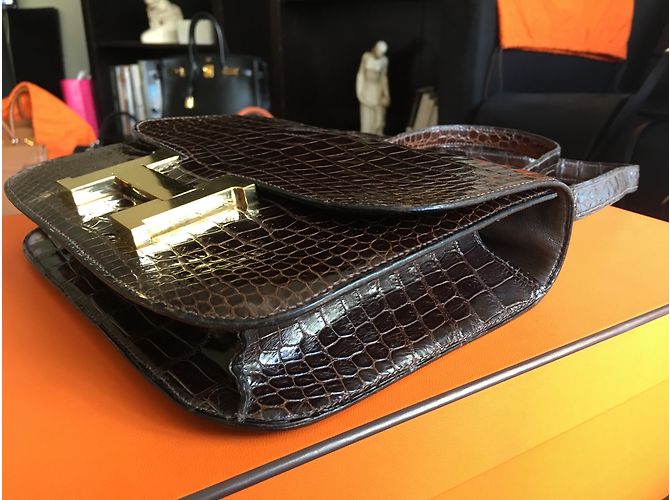 Hermès HERMES Constance Cocodrilo Castaño - vista 7