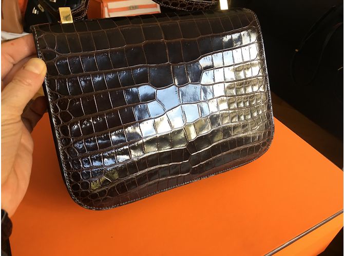 Hermès HERMES Constance Cocodrilo Castaño - vista 8
