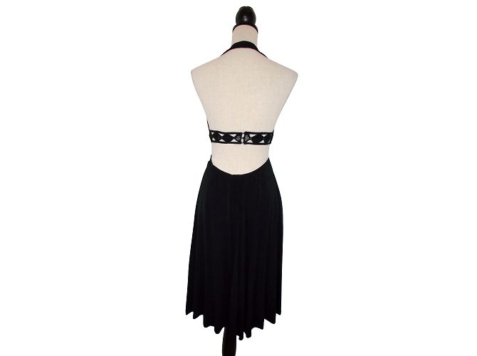 Abito Faust Nero in Viscosa con Scollo Halter e Perle - vista 2