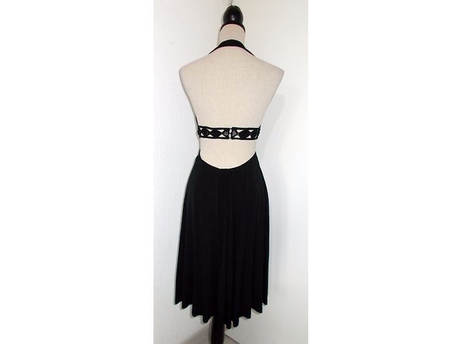 Abito Faust Nero in Viscosa con Scollo Halter e Perle - vista 8