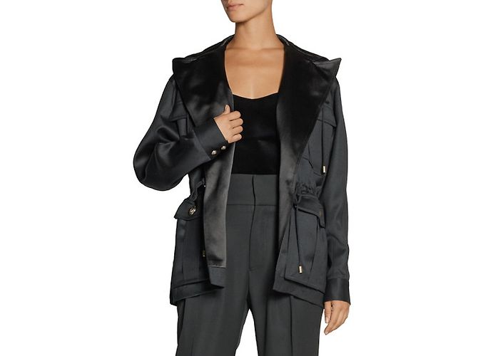 Giacca smoking con cappuccio Balmain nera in lana Nero - vista 7