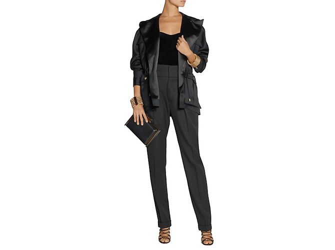 Giacca smoking con cappuccio Balmain nera in lana Nero - vista 9