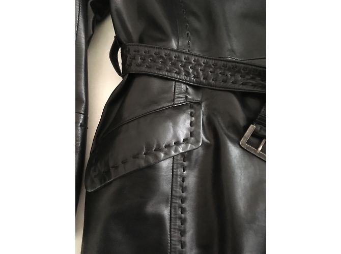 Sylvie Schimmel Trench de piel napa negra Negro - vista 10