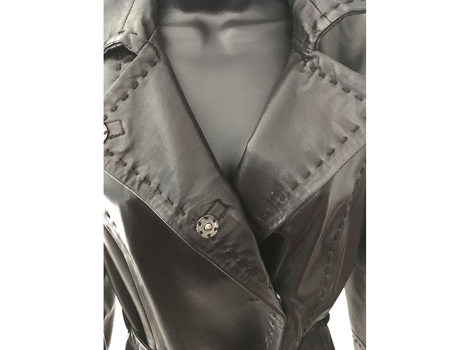 Sylvie Schimmel Trench de piel napa negra Negro - vista 11