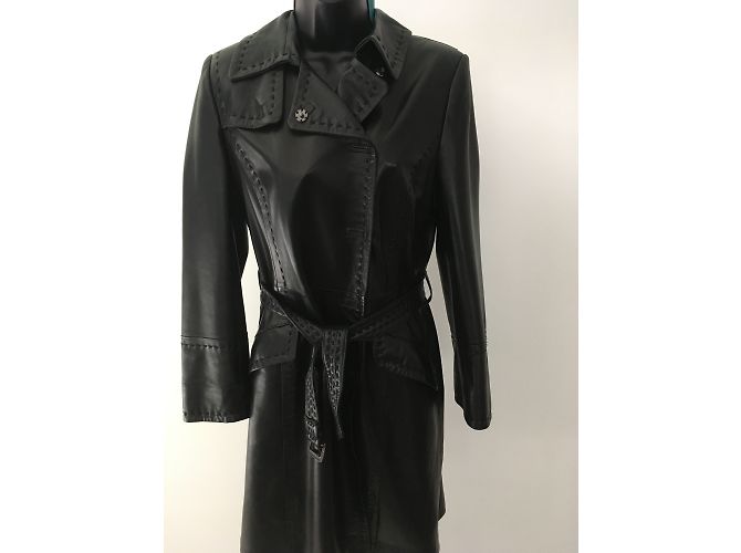 Sylvie Schimmel Trench de piel napa negra Negro - vista 8