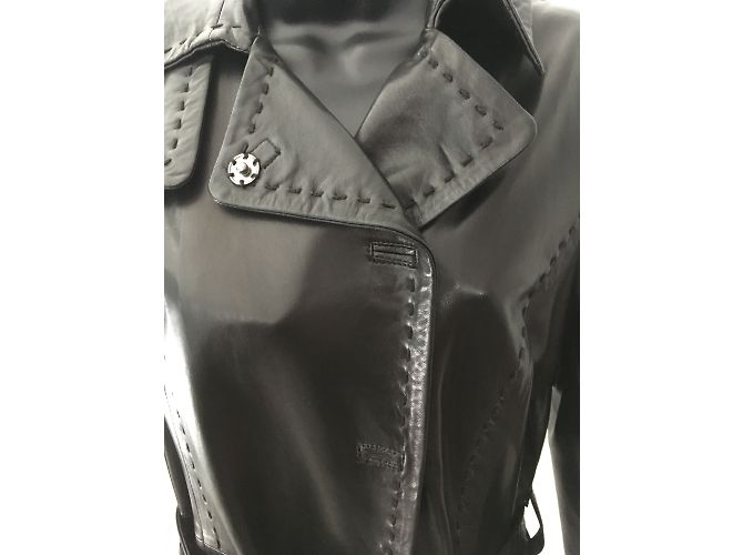 Sylvie Schimmel Trench de piel napa negra Negro - vista 9