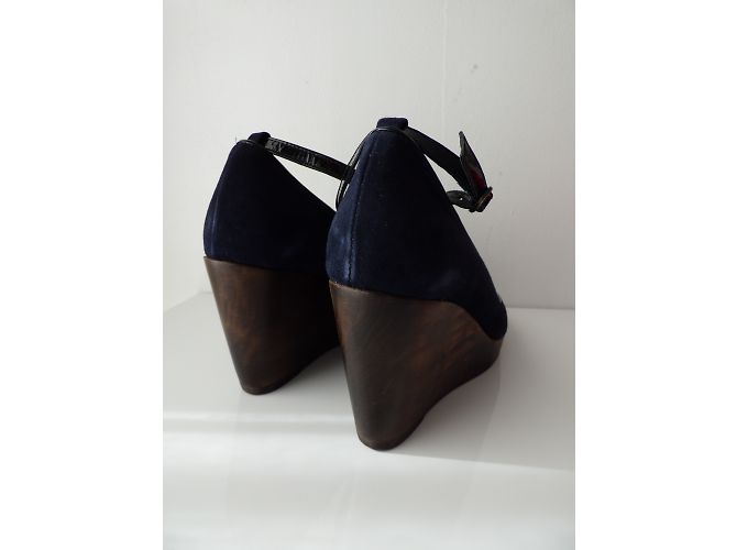 Décolleté con zeppa Comptoir Des Cotonniers in Pelle Blu Navy e Nero 41 Marrone scuro - vista 10