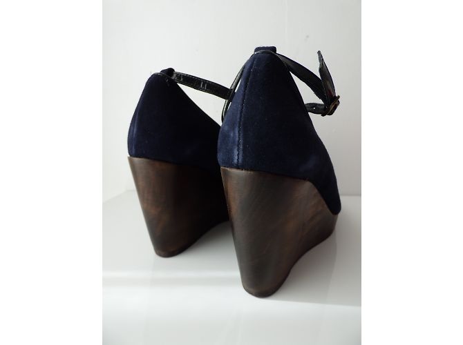Décolleté con zeppa Comptoir Des Cotonniers in Pelle Blu Navy e Nero 41 Marrone scuro - vista 11