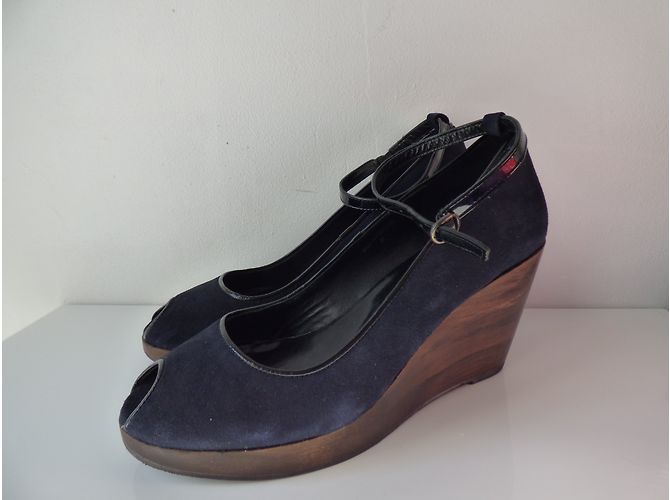 Décolleté con zeppa Comptoir Des Cotonniers in Pelle Blu Navy e Nero 41 Marrone scuro - vista 14