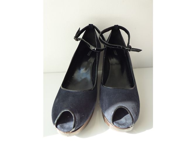 Décolleté con zeppa Comptoir Des Cotonniers in Pelle Blu Navy e Nero 41 Marrone scuro - vista 16