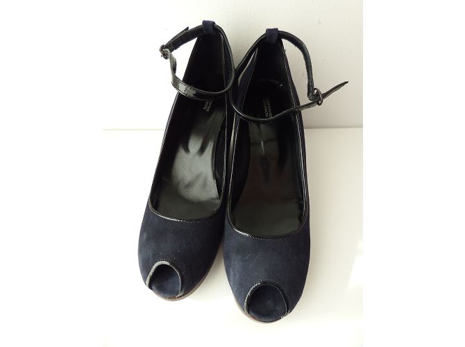 Décolleté con zeppa Comptoir Des Cotonniers in Pelle Blu Navy e Nero 41 Marrone scuro - vista 8
