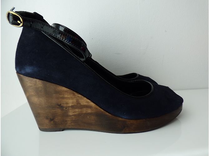 Décolleté con zeppa Comptoir Des Cotonniers in Pelle Blu Navy e Nero 41 Marrone scuro - vista 9