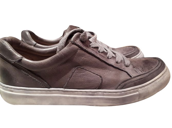 Baskets Free Lance en cuir gris - vue 2
