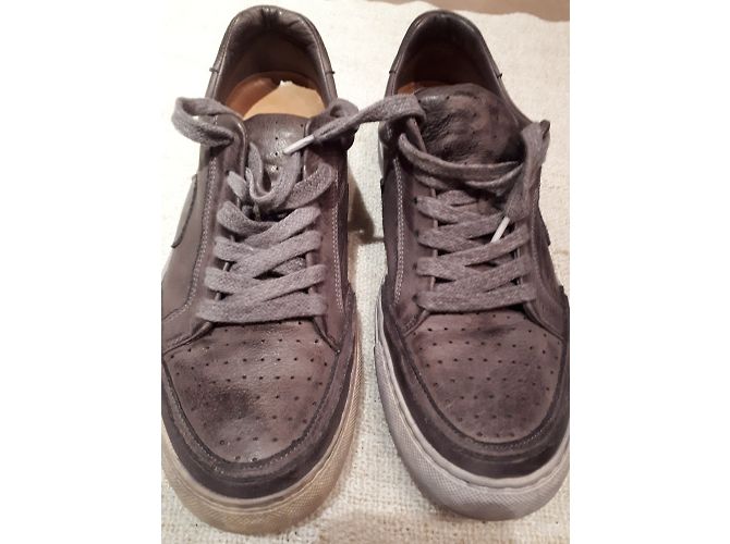 Baskets Free Lance en cuir gris - vue 3