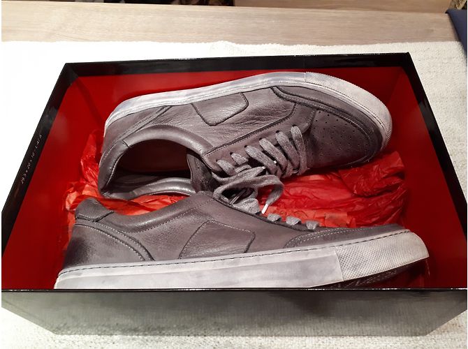 Baskets Free Lance en cuir gris - vue 8