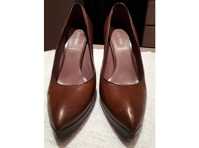 Miu Miu Pumps aus Leder Cognac - Ansicht 3
