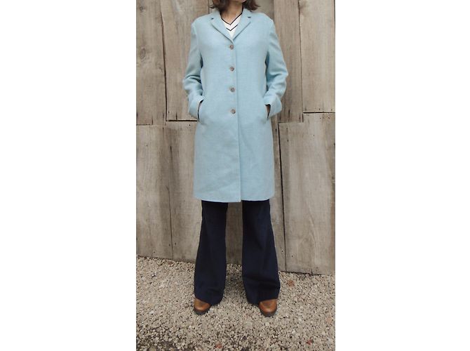 Abrigo Burberry de lana azul pastel - vista 9