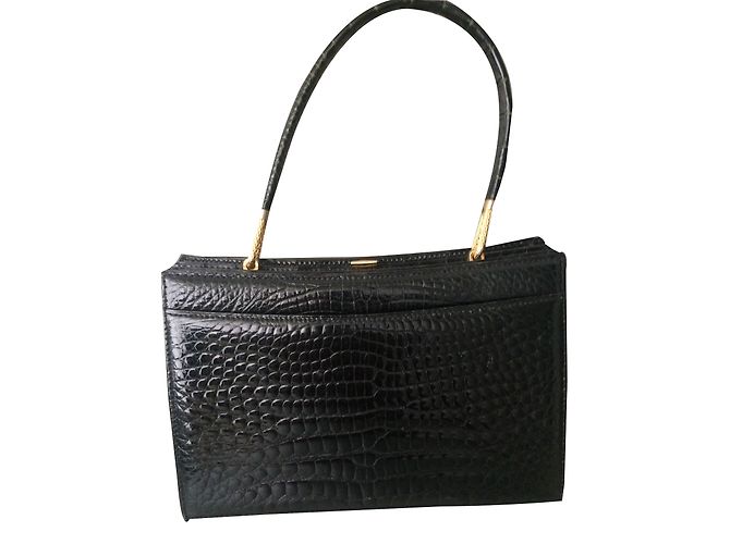 Autre Marque Borsa in pelle di coccodrillo nera Nero - vista 2