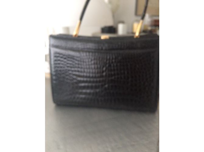 Autre Marque Borsa in pelle di coccodrillo nera Nero - vista 6