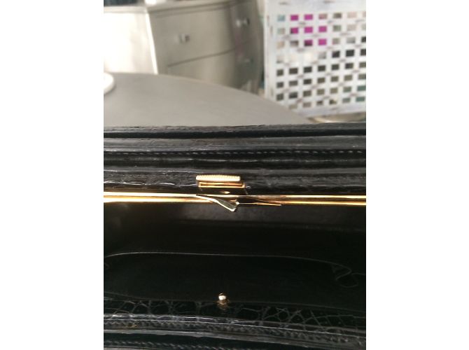 Autre Marque Borsa in pelle di coccodrillo nera Nero - vista 7