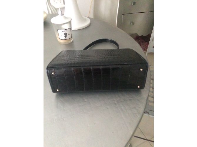 Autre Marque Borsa in pelle di coccodrillo nera Nero - vista 8