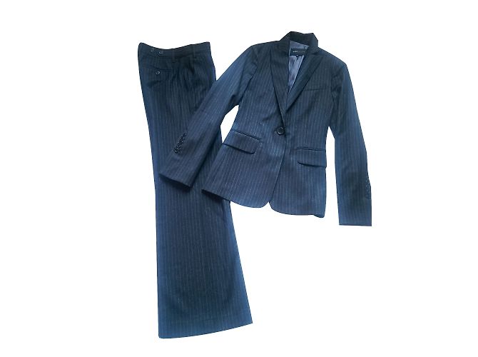 Completo pantalone Bcbg Max Azria in lana grigio a righe XS - vista 2