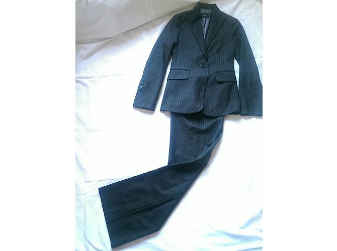 Completo pantalone Bcbg Max Azria in lana grigio a righe XS - vista 3