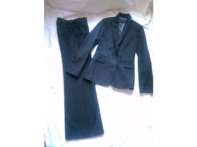 Completo pantalone Bcbg Max Azria in lana grigio a righe XS - vista 4