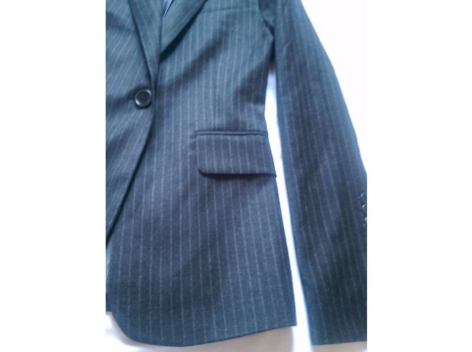 Completo pantalone Bcbg Max Azria in lana grigio a righe XS - vista 8