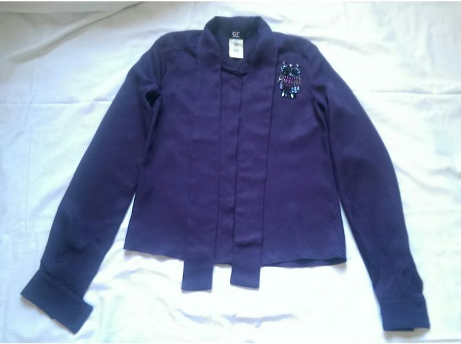 Camisa Gianfranco Ferré Morada de Viscosa con Cuello Lavalliere Púrpura - vista 3