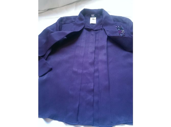 Camisa Gianfranco Ferré Morada de Viscosa con Cuello Lavalliere Púrpura - vista 4