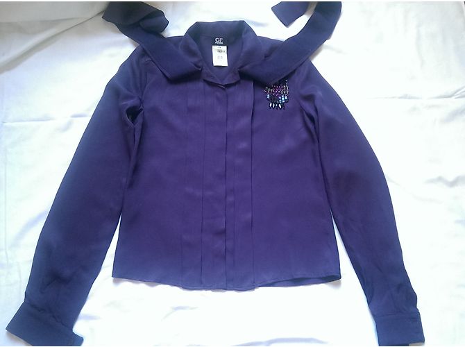 Camisa Gianfranco Ferré Morada de Viscosa con Cuello Lavalliere Púrpura - vista 6