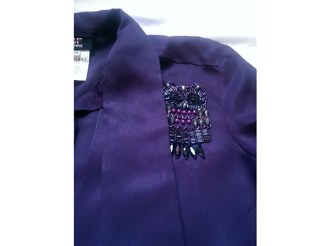 Camisa Gianfranco Ferré Morada de Viscosa con Cuello Lavalliere Púrpura - vista 7